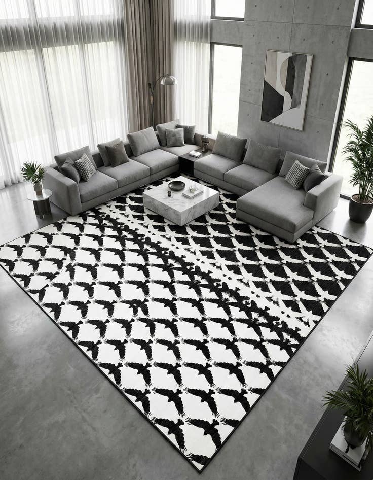 Detail image of 13' x 13' Washable Modern Indoor / Outdoor Square Rug