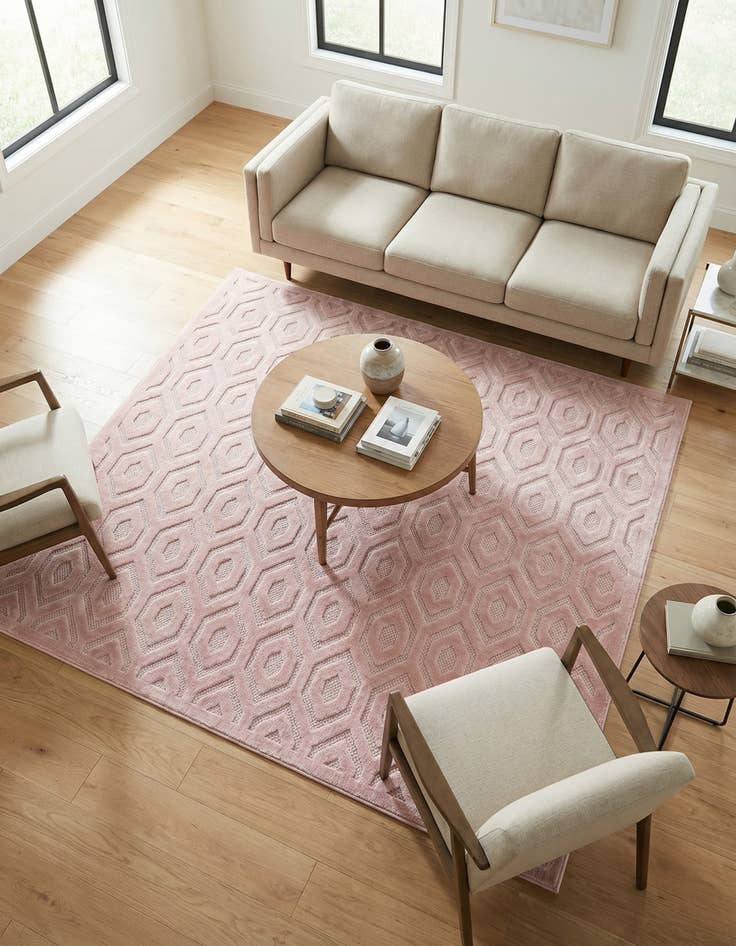 Detail image of 7' 10 x 7' 10 Washable Trellis Textured Indoor / Outdoor Square Rug