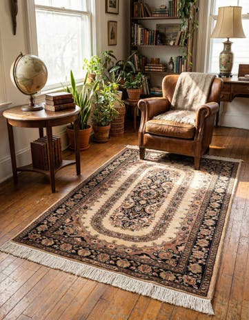 3' 3 x 5' Hand Knotted Kashmir Oriental Wool Rug