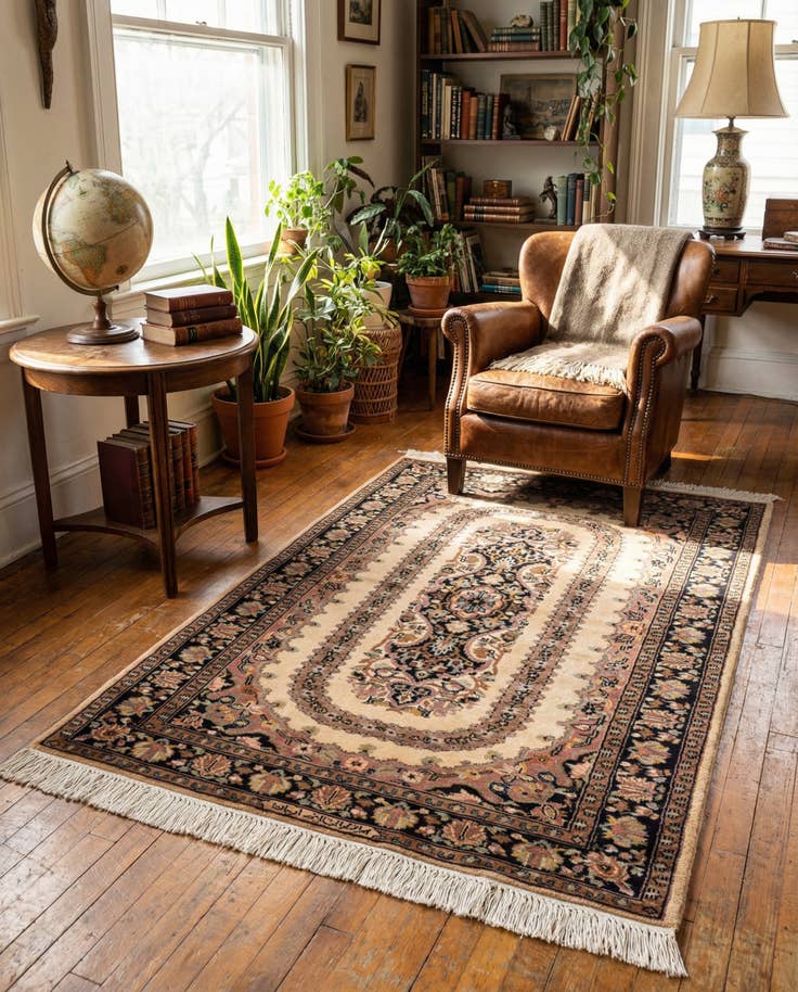 Detail image of 3' 3 x 5' Hand Knotted Kashmir Oriental Wool Rug