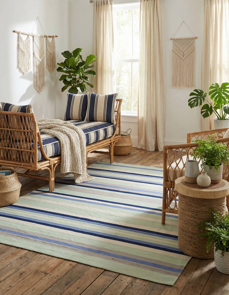 Detail image of 7' 10 x 10' Hand Woven Flatweave Cotton Dhurrie Rug