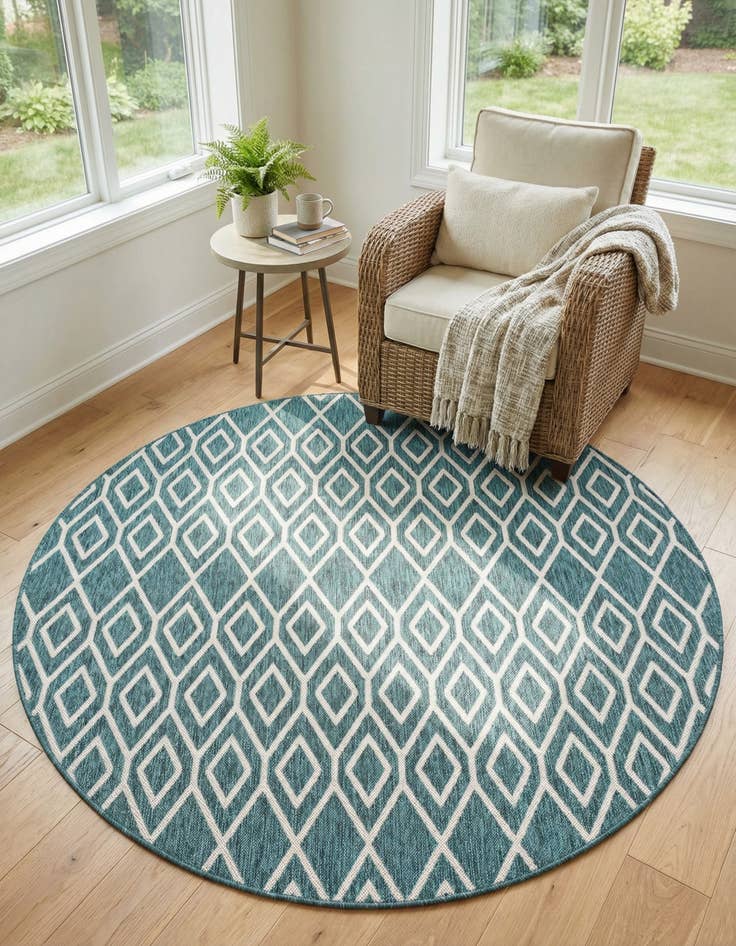 Detail image of 6' 7 x 6' 7 Easy-Clean Jill Zarin Turks and Caicos Indoor / Outdoor Round Rug
