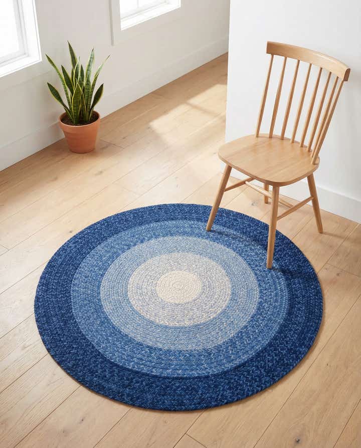 3' 1 x 3' 1 Handmade Hand Braided Wool Round Rug
