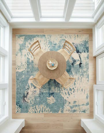 Light Blue Washable Amalfi Square Rug