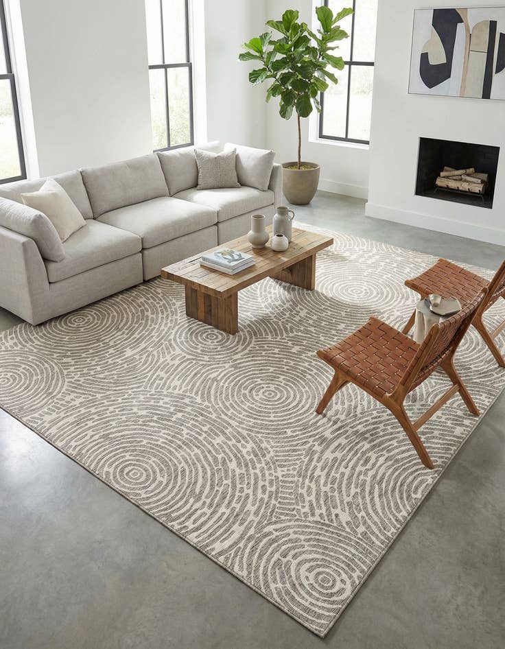 Detail image of 13' x 13' Easy-Clean Modern Indoor / Outdoor Square Rug