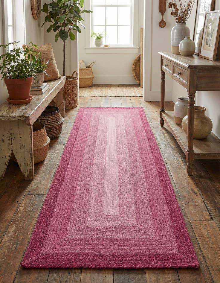 Detail image of 2' 7 x 8' Hand Braided Wool Runner Rug