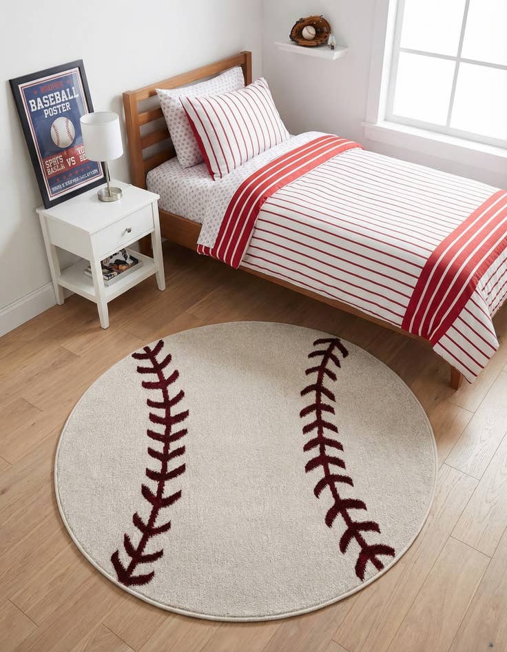Detail image of 3' 3 x 3' 3 Sports Washable Round Rug