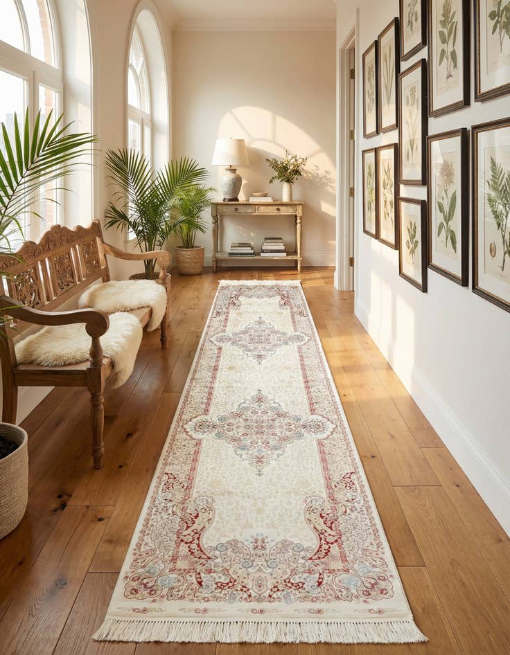 Detail image of 2' 7 x 9' 10 Qom Bamboo Silk Runner Rug