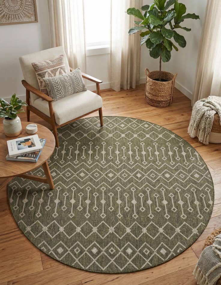 Detail image of 6' x 6' Easy-Clean Trellis Indoor / Outdoor Round Rug