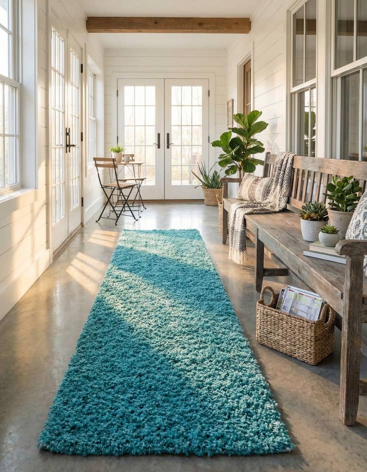 Detail image of 2' 7 x 13' Solid Shag Runner Rug