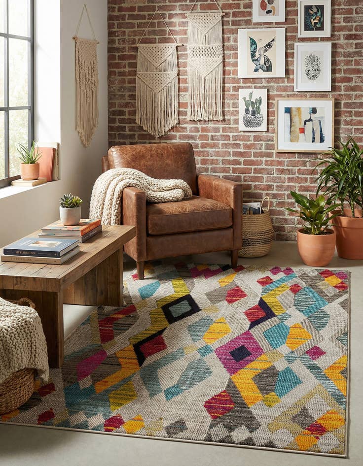 Detail image of 4' x 6'  Washable Santa Fe Rug