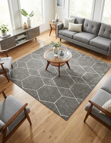 7' x 7' Lattice Frieze Square Rug