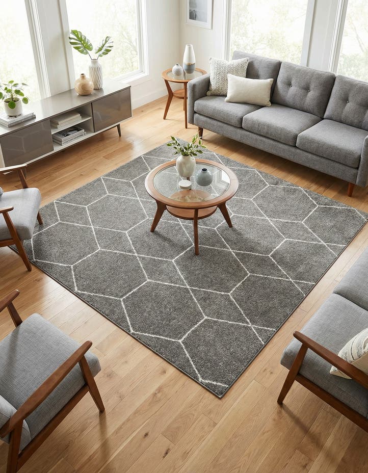 7' x 7' Lattice Frieze Square Rug