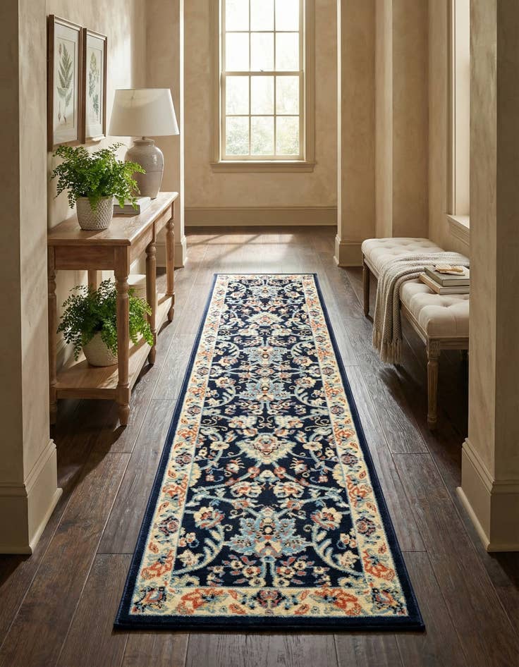 Detail image of 2' x 8' 2 Kashan Design Runner Rug