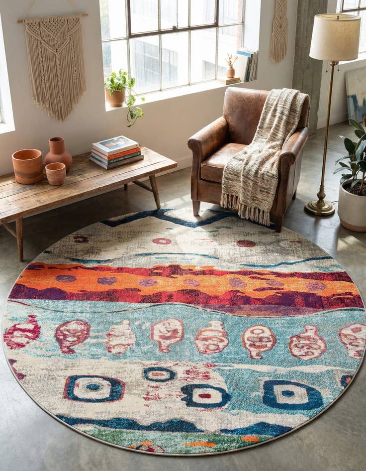 Detail image of 7' x 7' Washable Vivid Round Rug