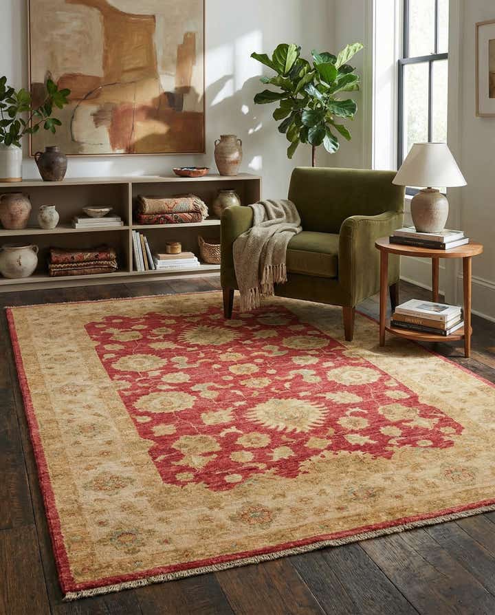 4' 2 x 5' 6 Hand Knotted Peshawar Ziegler Rug