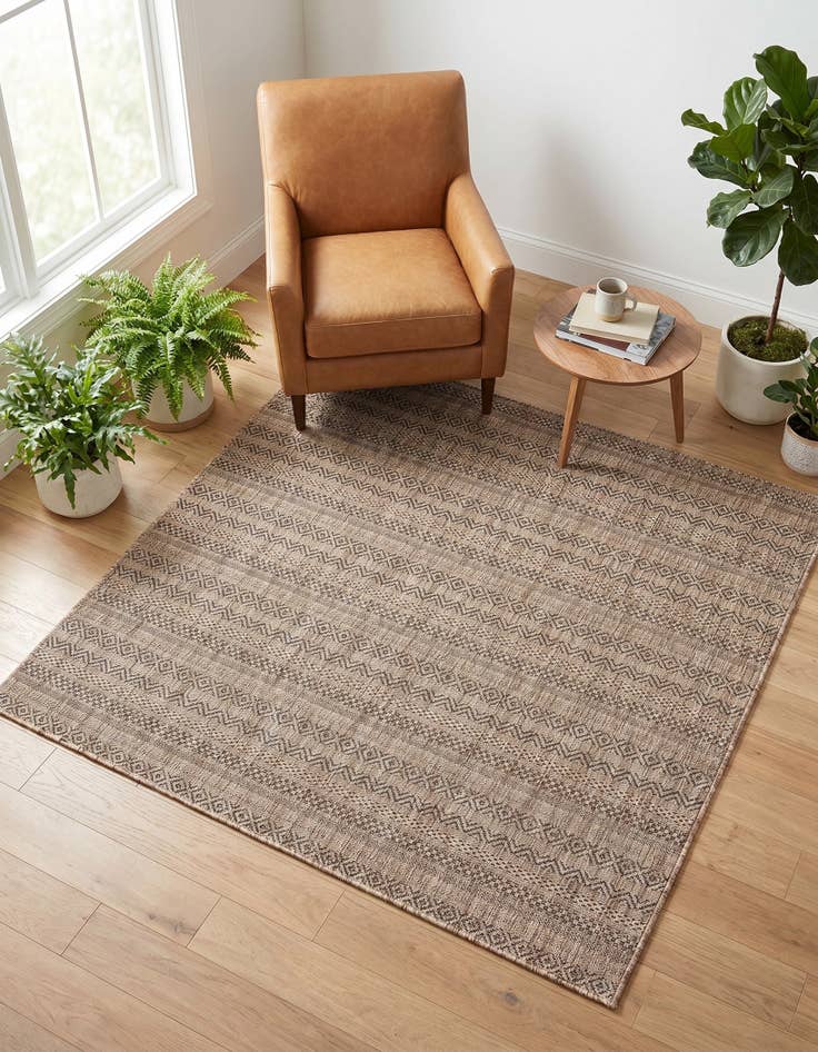 Detail image of 5' 3 x 5' 3 Easy-Clean Ribbon Indoor / Outdoor Square Rug
