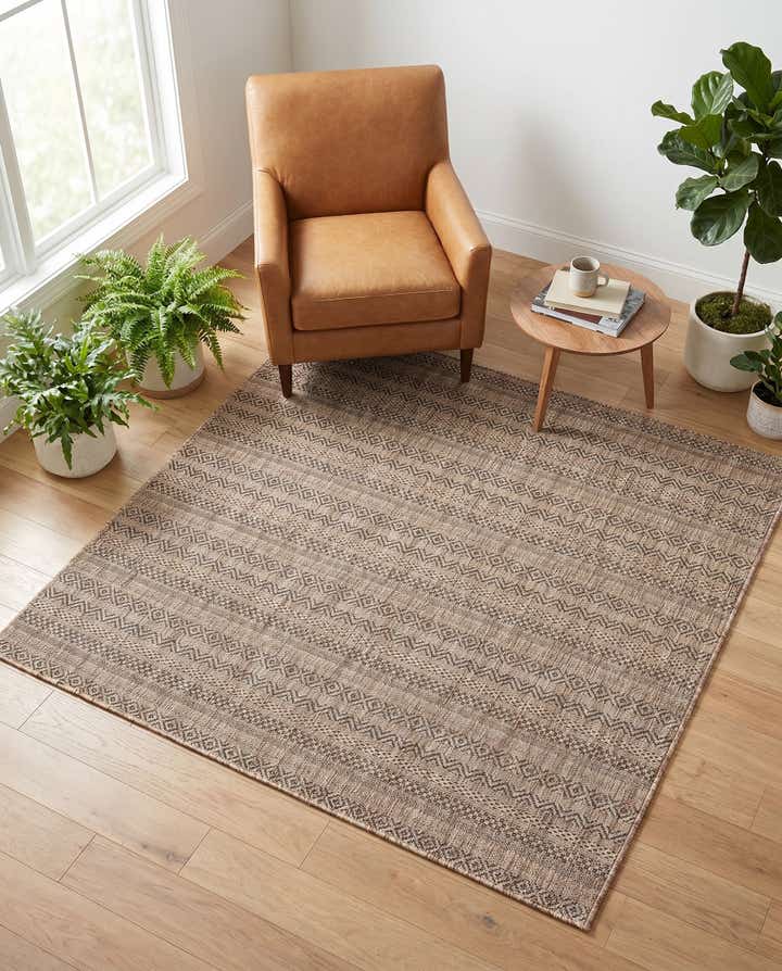 5' 3 x 5' 3 Easy-Clean Ribbon Indoor / Outdoor Square Rug