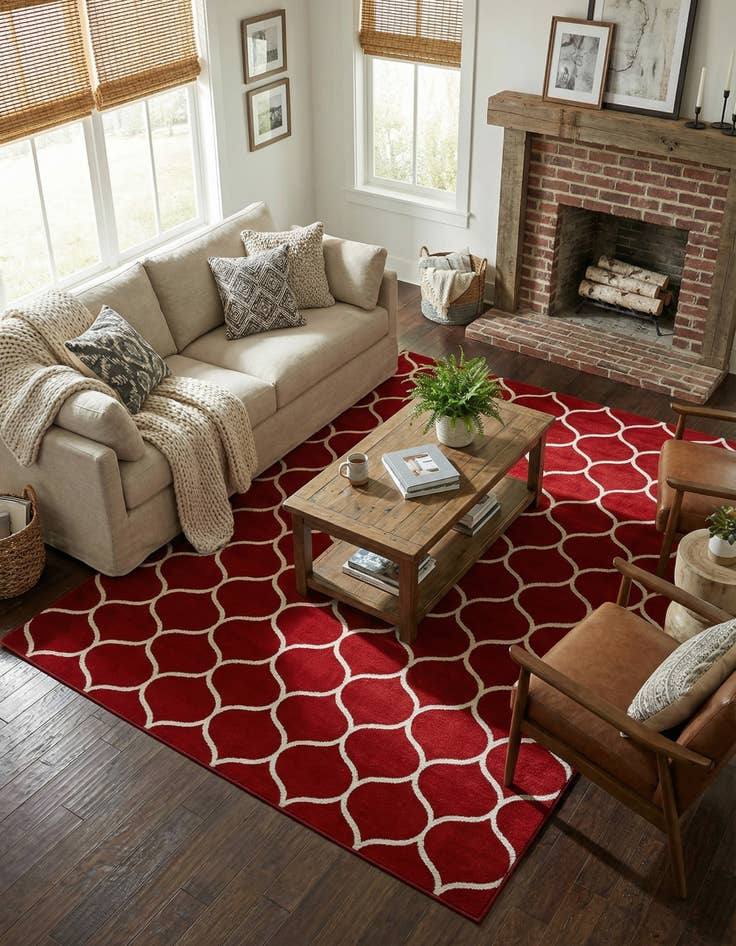 Detail image of 9' x 12' Lattice Frieze Rug