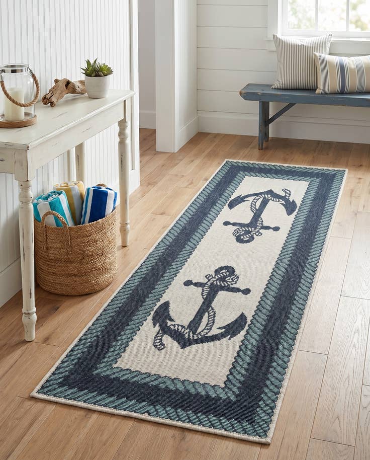 Detail image of 2' x 5' Easy-Clean Coastal Indoor / Outdoor Runner Rug