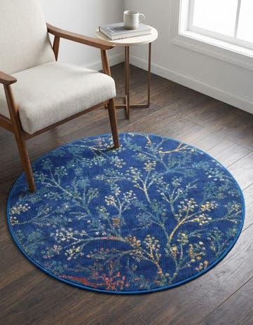 Blue Blossom Round Rug