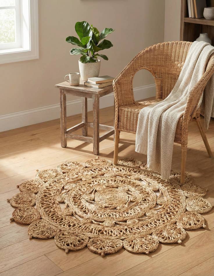 Detail image of 3' 1 x 3' 1  Hand Braided Jute Round Rug