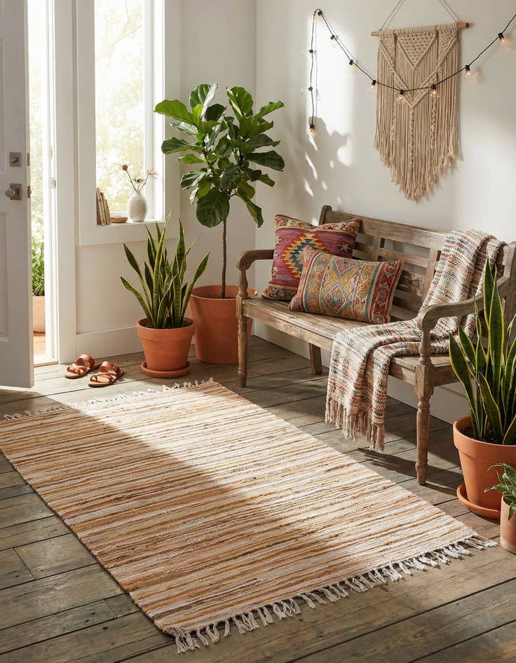 Detail image of 4' x 6' Hand Woven Chindi Cotton Rug