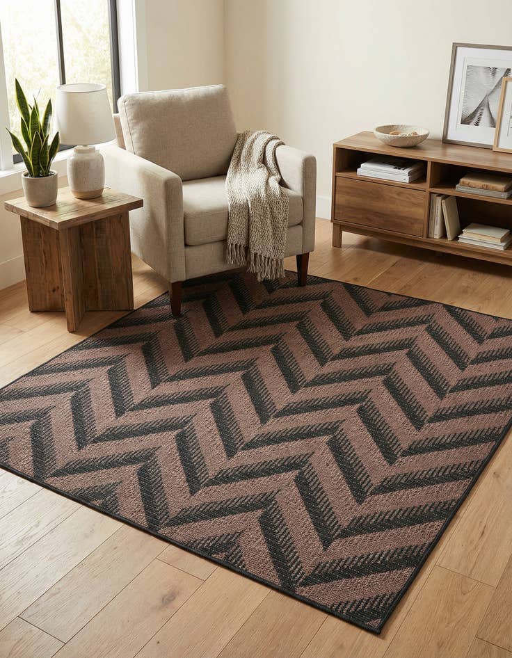 Detail image of 6' x 6' Washable Modern Indoor / Outdoor Square Rug