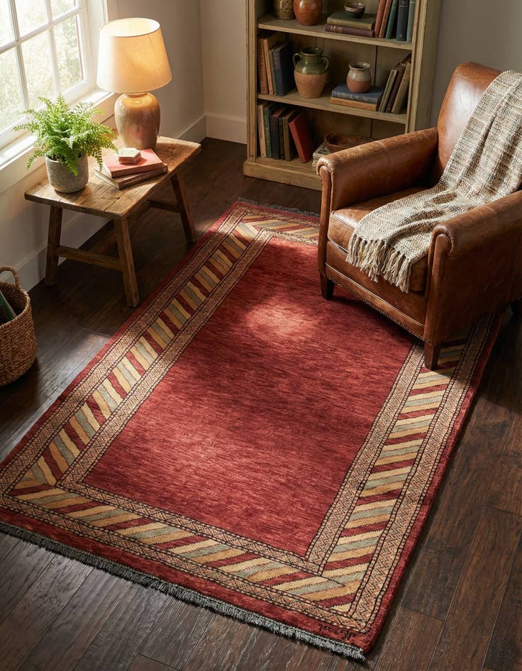 Detail image of 3' 2 x 4' 10 Hand Knotted Kashkuli Gabbeh Oriental Wool Rug