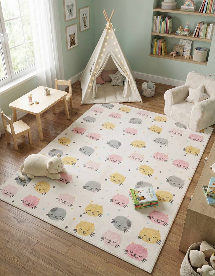 Detail image of 7' 10 x 10' Cats Whimsy Kids Rug