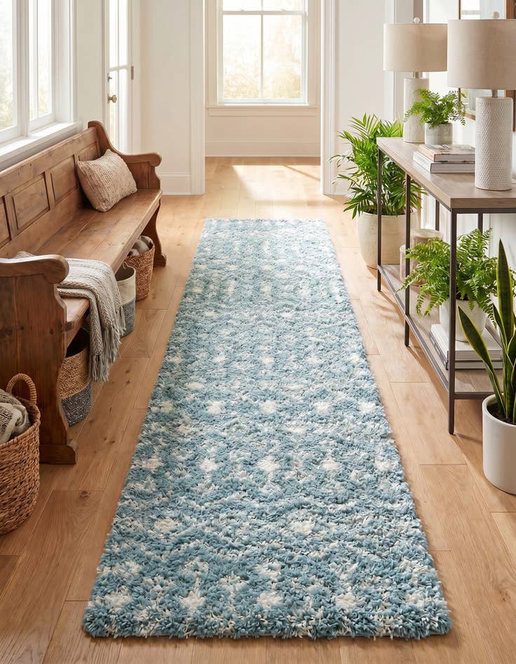 Detail image of 2' 7 x 12' Moroccan Trellis Shag Runner Rug