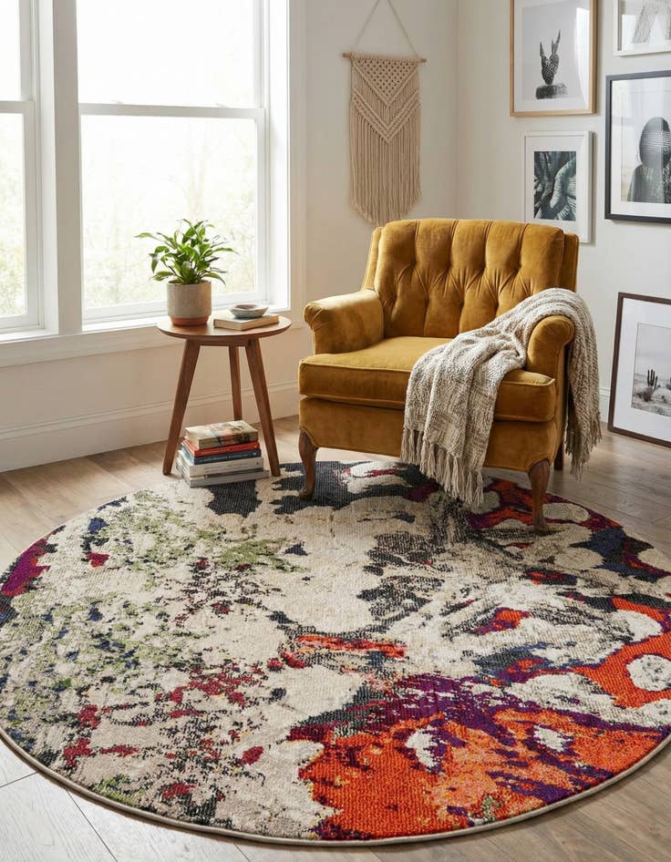 Detail image of 5' 3 x 5' 3  Washable Haerfest Round Rug
