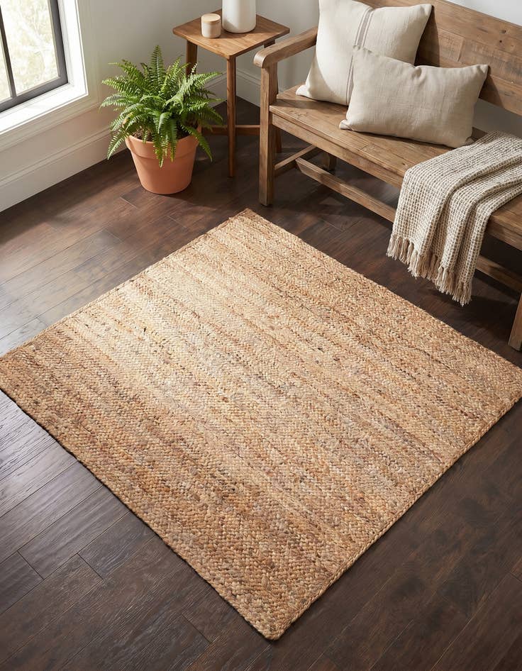 Detail image of 4' 1 x 4' 1 Handmade Braided Jute Square Rug