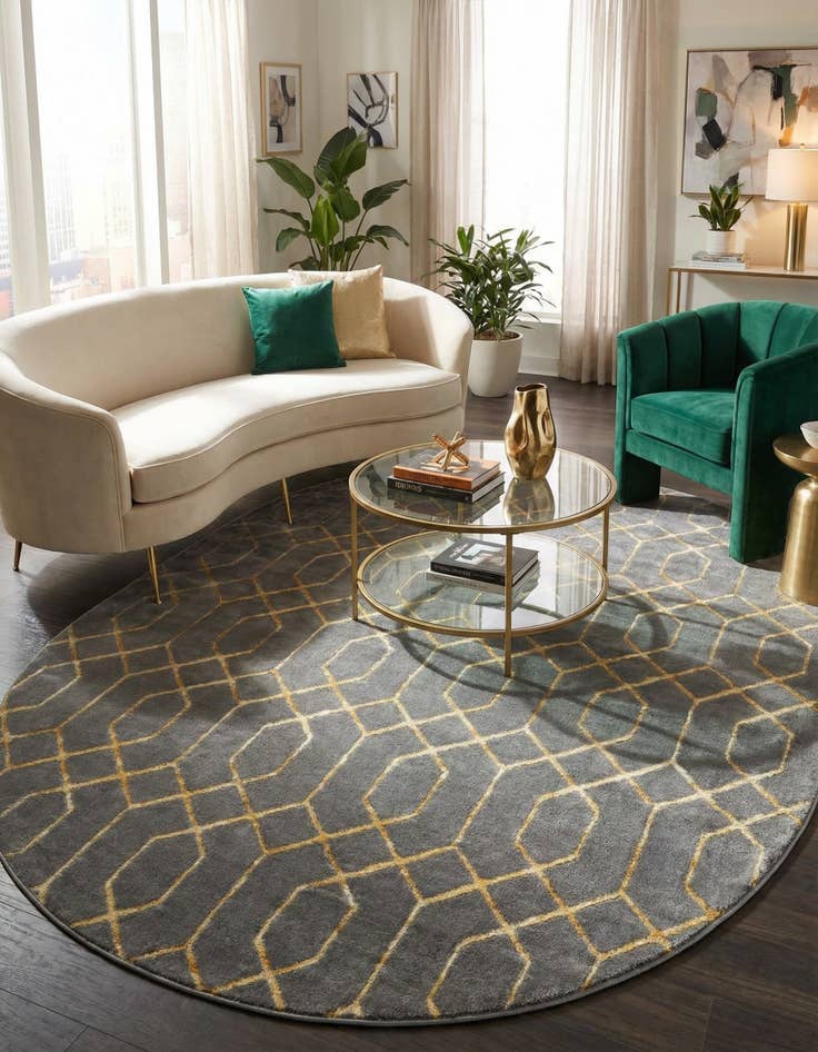 Detail image of 7' 10 x 10' Marilyn Monroe&trade; Glam Trellis Oval Rug