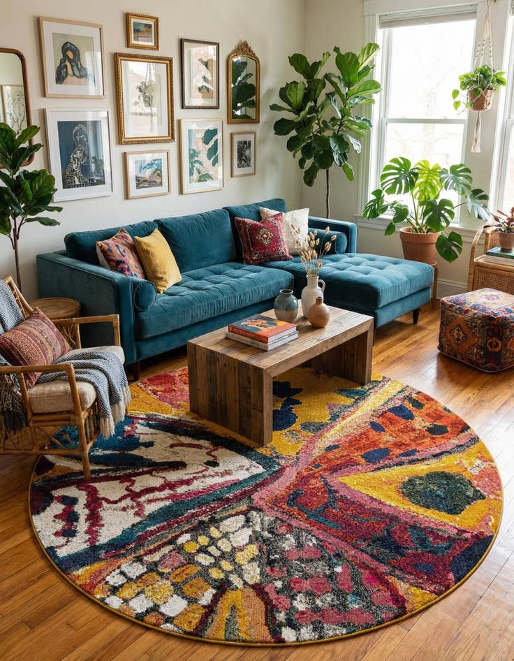 Detail image of 7' 10 x 7' 10  Washable Haerfest Round Rug