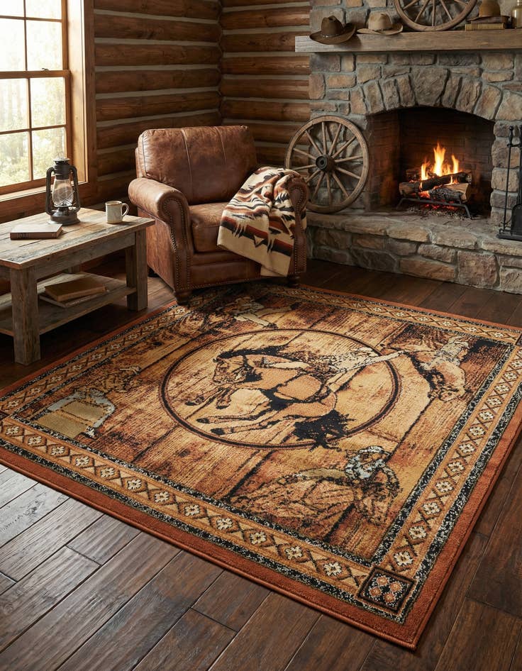 Detail image of 5' 3 x 5' 3 Pioneer Square Rug