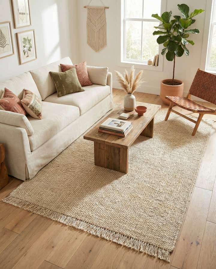 6' 1 x 9' Hand Woven Chunky Jute Rug