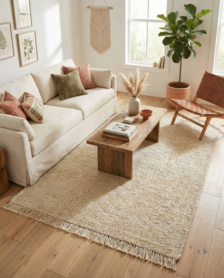 Detail image of 6' 1 x 9' Hand Woven Chunky Jute Rug