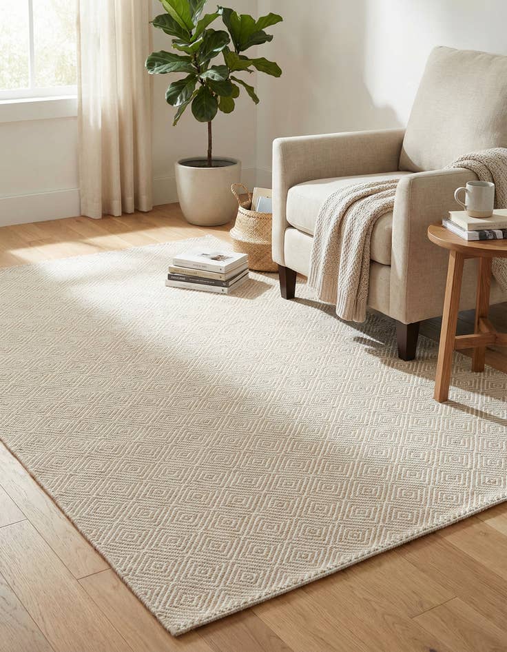 Detail image of 5' 1 x 8' Hand Woven Geo Trellis Flatweave Rug