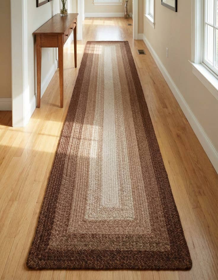 Detail image of 2' 7 x 12' Handmade Hand Braided Wool Runner Rug