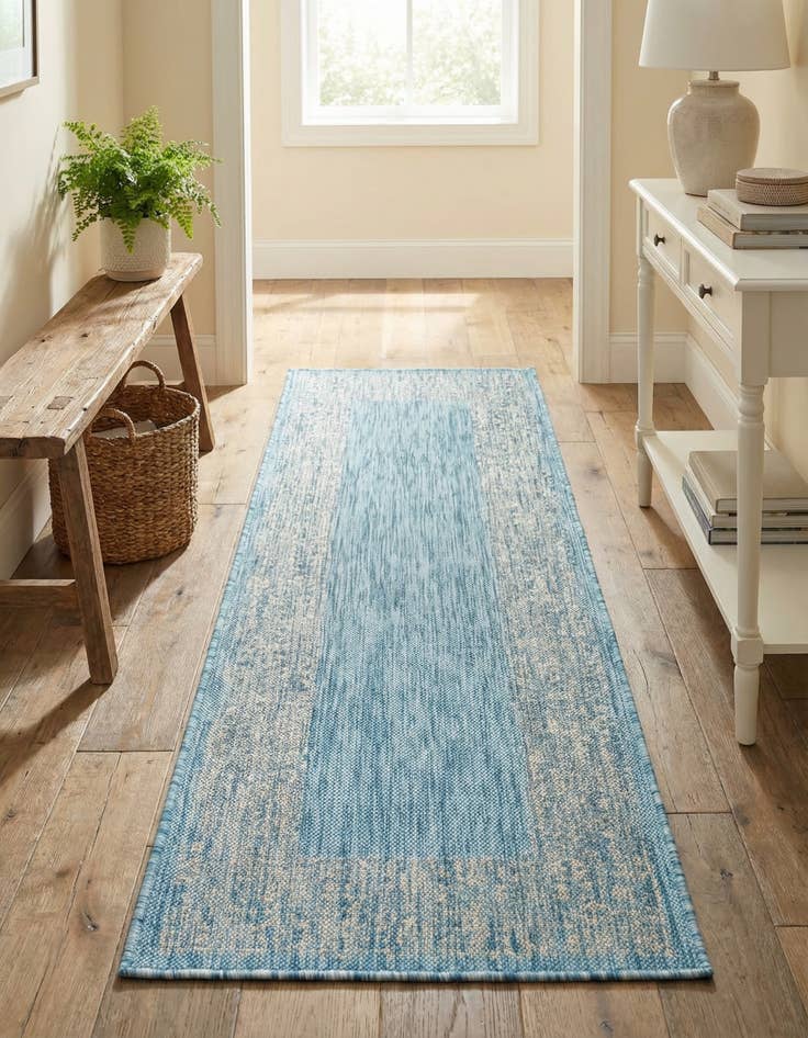 Detail image of 2' x 6' Washable Border Indoor / Outdoor Runner Rug