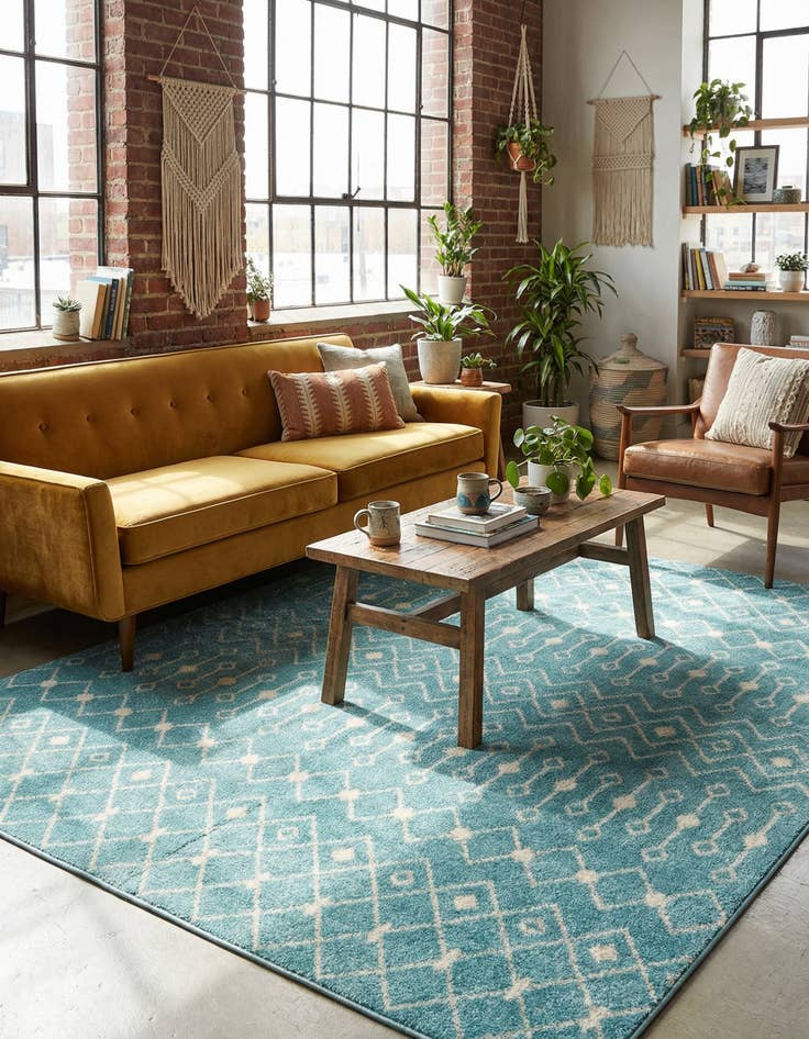 Detail image of 7' 10 x 7' 10 Moroccan Trellis Square Rug