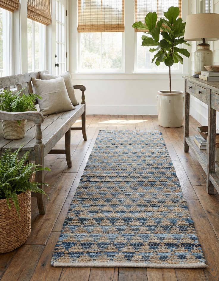 Detail image of 2' 2 x 6' 1  Hand Woven Chindi Jute Runner Rug