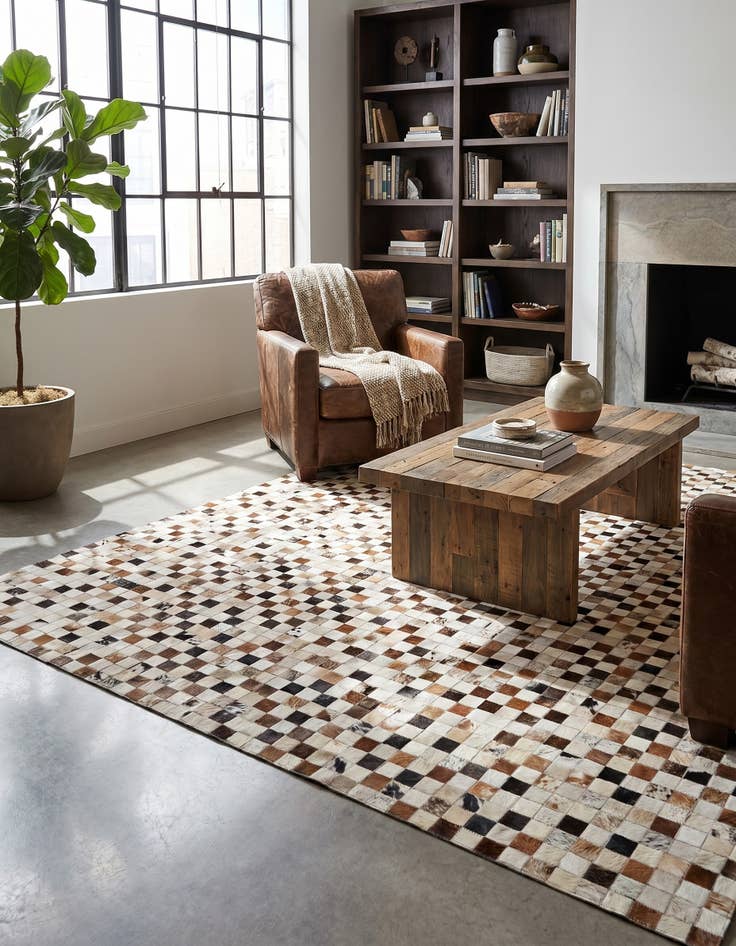 Detail image of 5' x 7' 11 Cowhide Stocks Rug