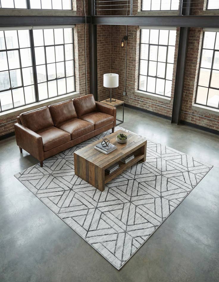 Detail image of  7' x 7' Lattice Trellis Square Rug