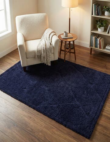 Navy Blue Trellis Shag Rug