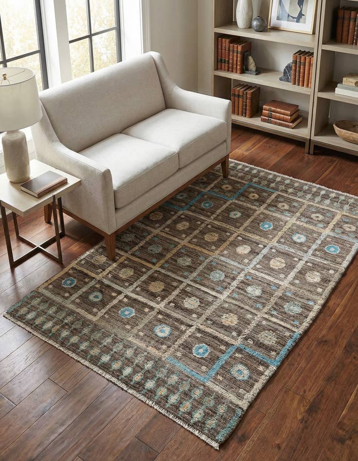 Detail image of 4' 1 x 6' 1 Hand Knotted Modern Ziegler Wool Rug