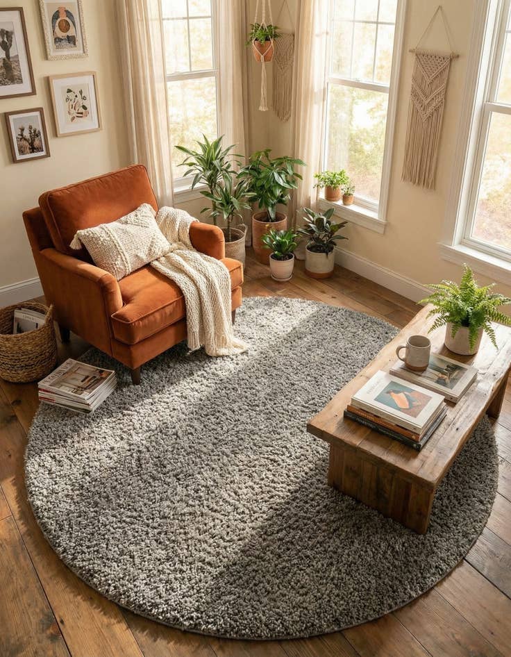 Detail image of 7' 10 x 7' 10 Solid Shag Round Rug