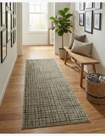 Vintage Army Green Textura Designer Runner Rug