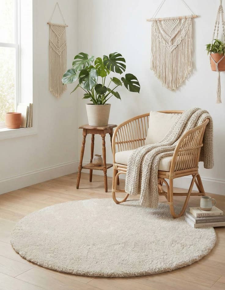 Detail image of 4' x 4' Soft Solid Shag Round Rug